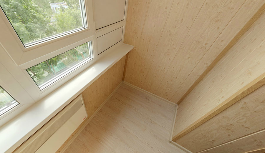 Широкий выбор панелей МДФ дает возможность создать нестандартный дизайн на балконе